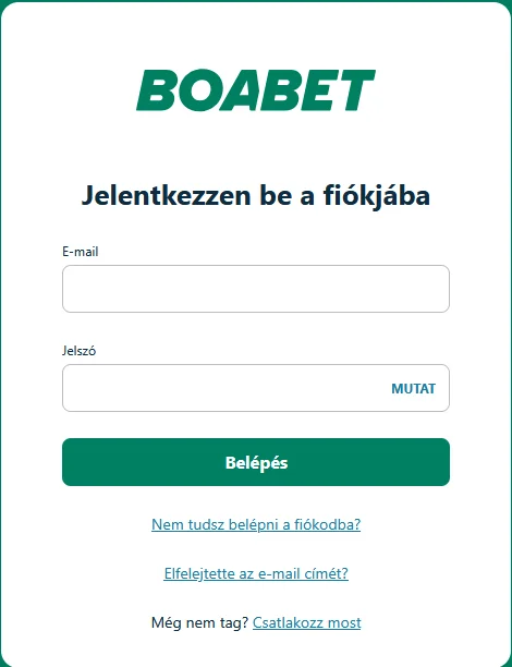 A Boa Bet casino bejelentkezési űrlapja biztonságos fiókhozzáféréshez